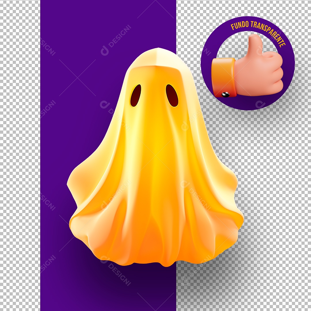 Fantasma de Halloween Elemento 3D para Composição PSD