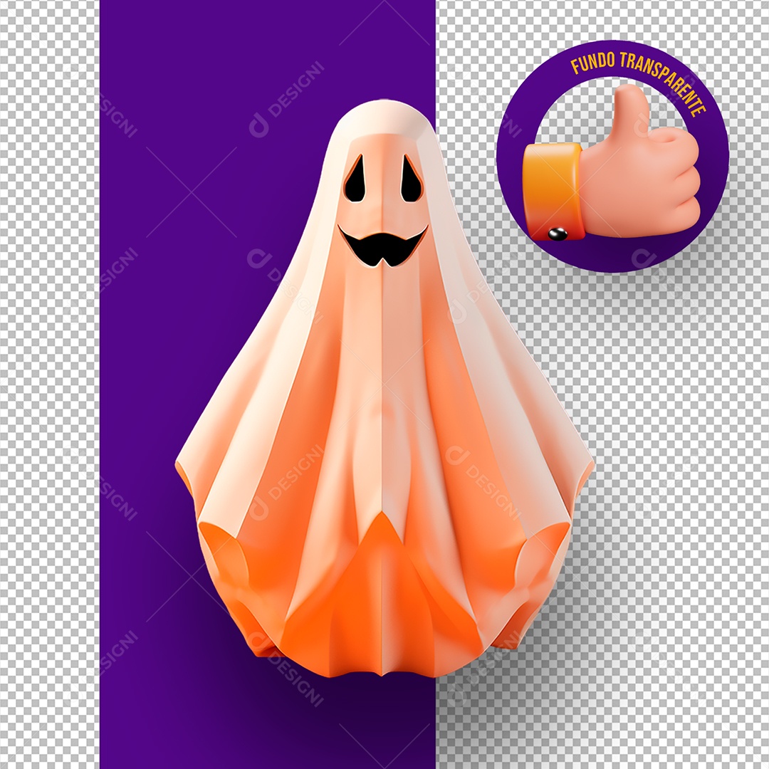 Fantasma de Halloween Elemento 3D para Composição PSD