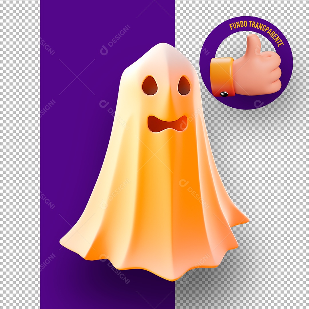 Fantasma Assustador de Halloween Elemento 3D para Composição PSD