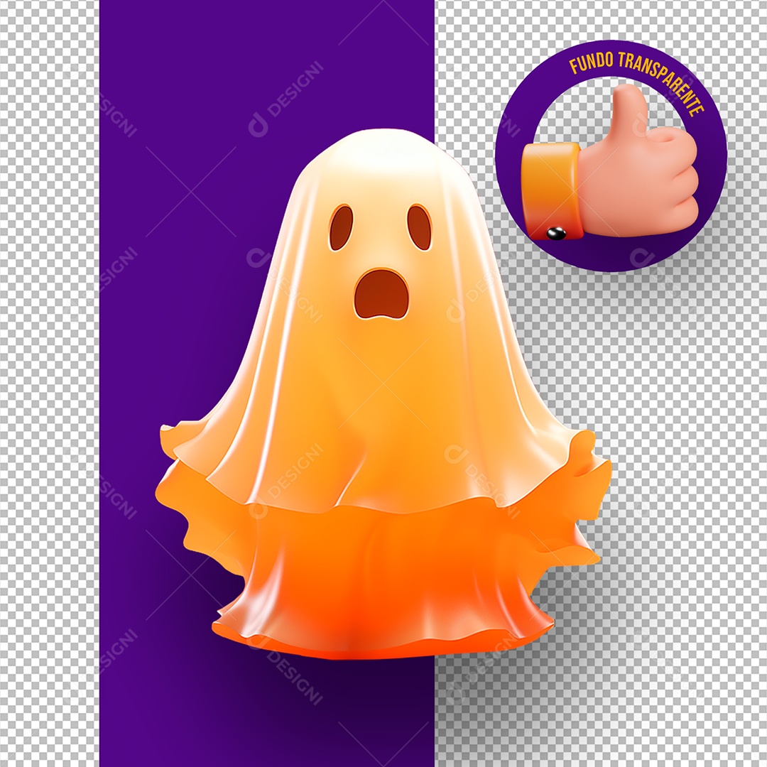 Fantasma Assustador de Halloween Elemento 3D para Composição PSD