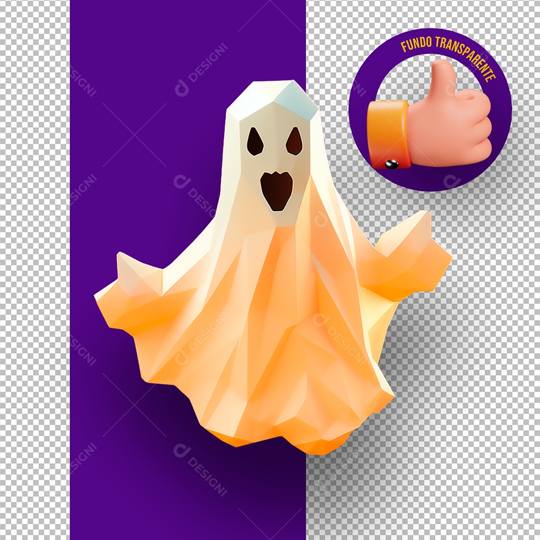 Fantasma Assustador de Halloween Elemento 3D para Composição PSD