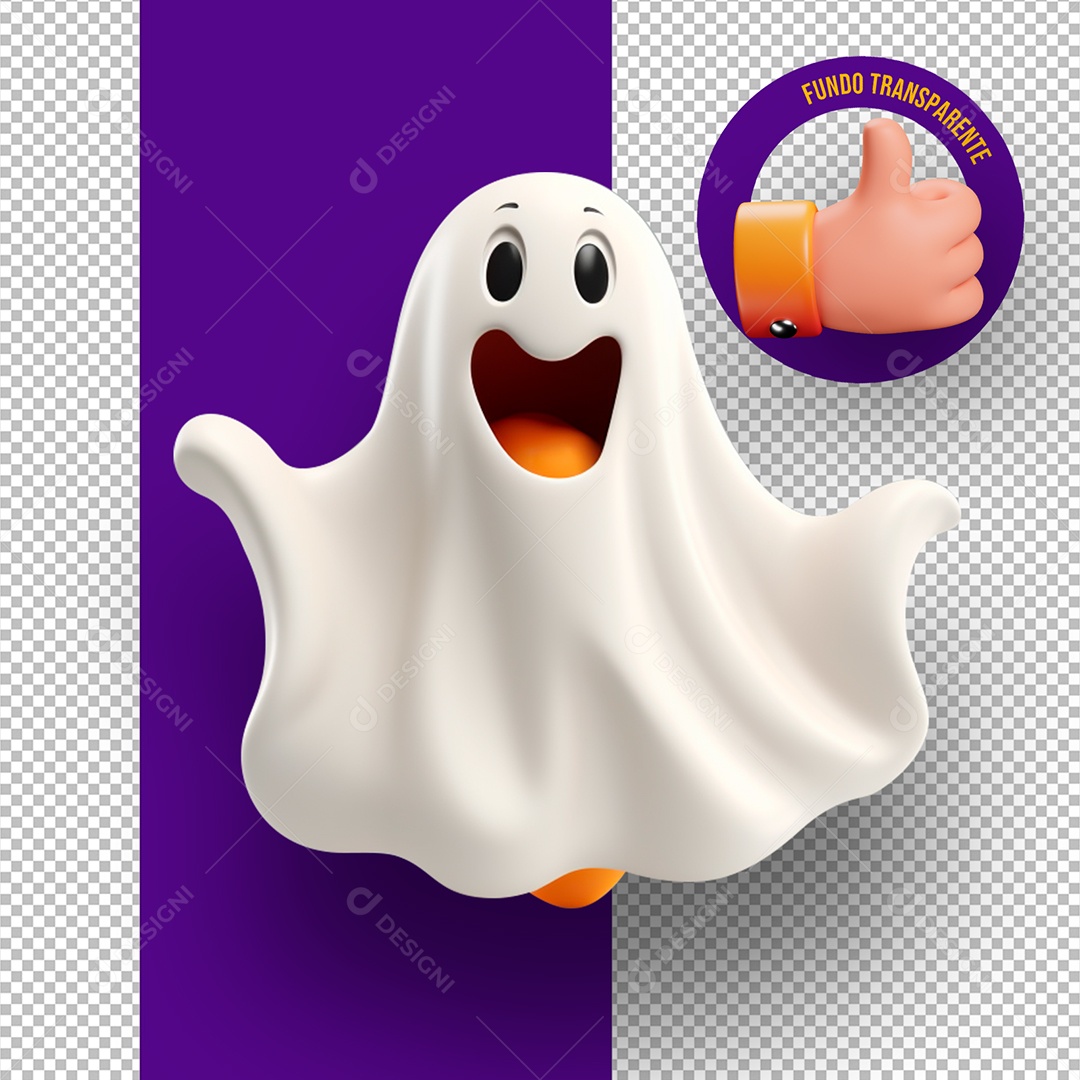 Fantasma de Halloween Elemento 3D para Composição PSD