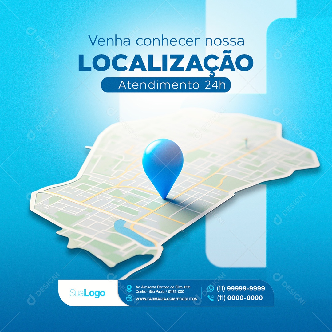 Social Media Venha Conhecer Nossa Localização PSD Editável