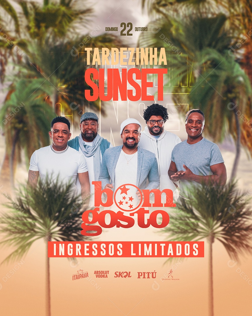 Flyer Feed Tardezinha Sunset Bom Gosto Social Media PSD Editável