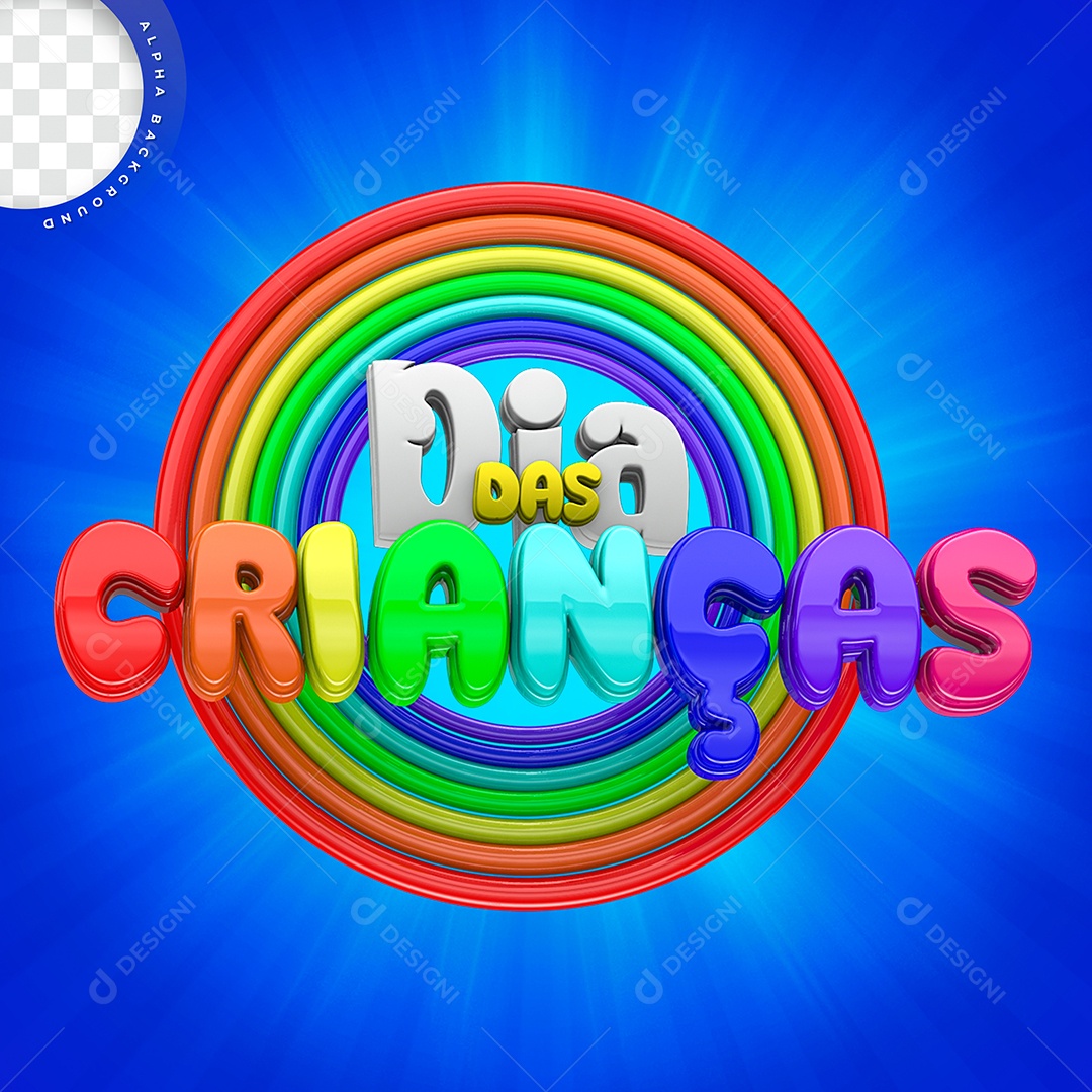 Selo 3D Dia Das Crianças Para Composição PSD