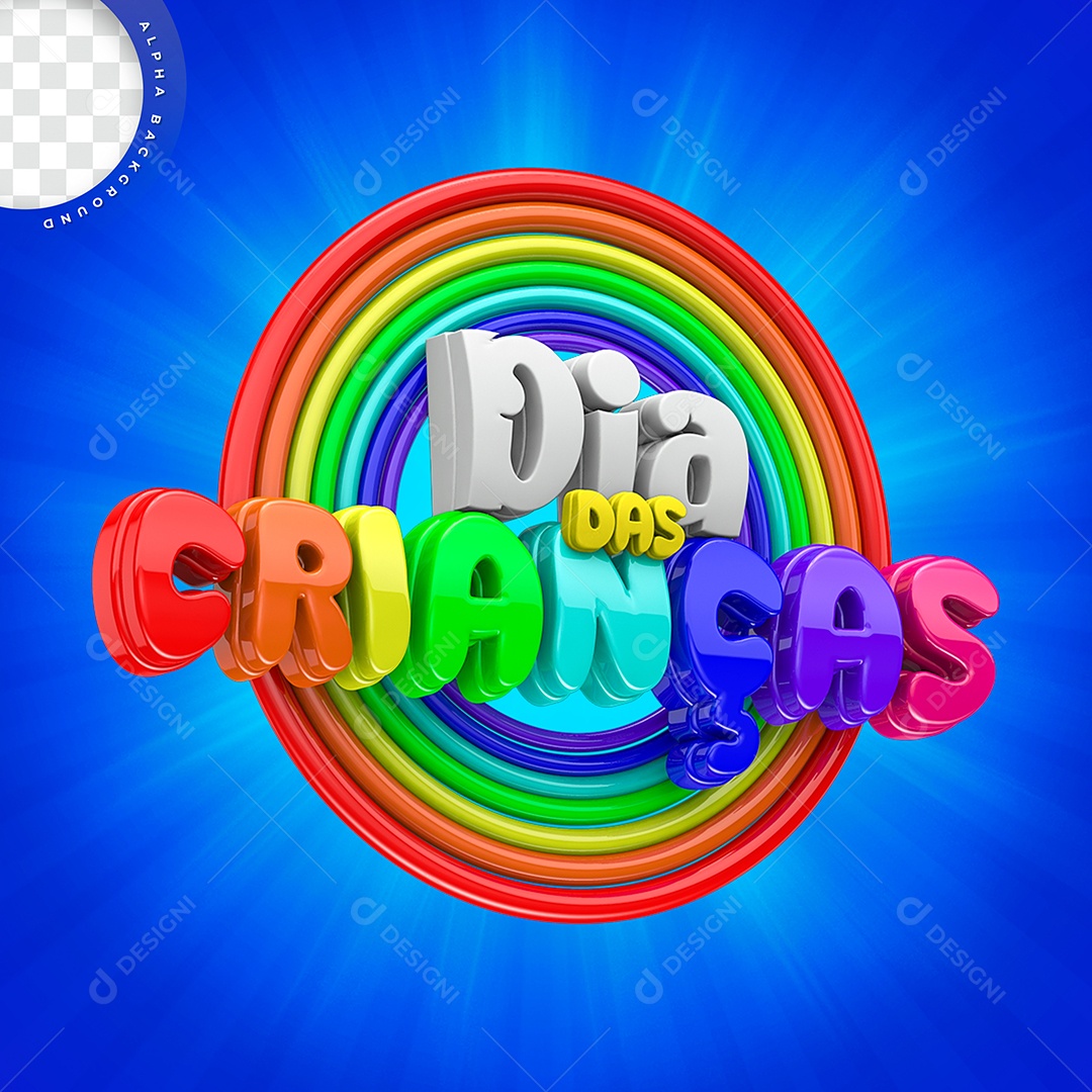 Selo 3D Dia Das Crianças Para Composição PSD