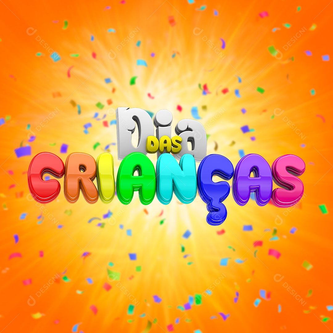 Texto 3D Dia Das Crianças Para Composição PSD