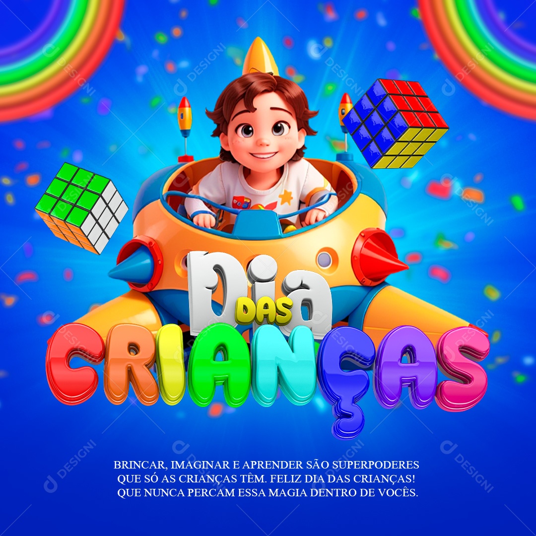 Imaginar e Aprender Dia Das Crianças Social Media PSD Editável