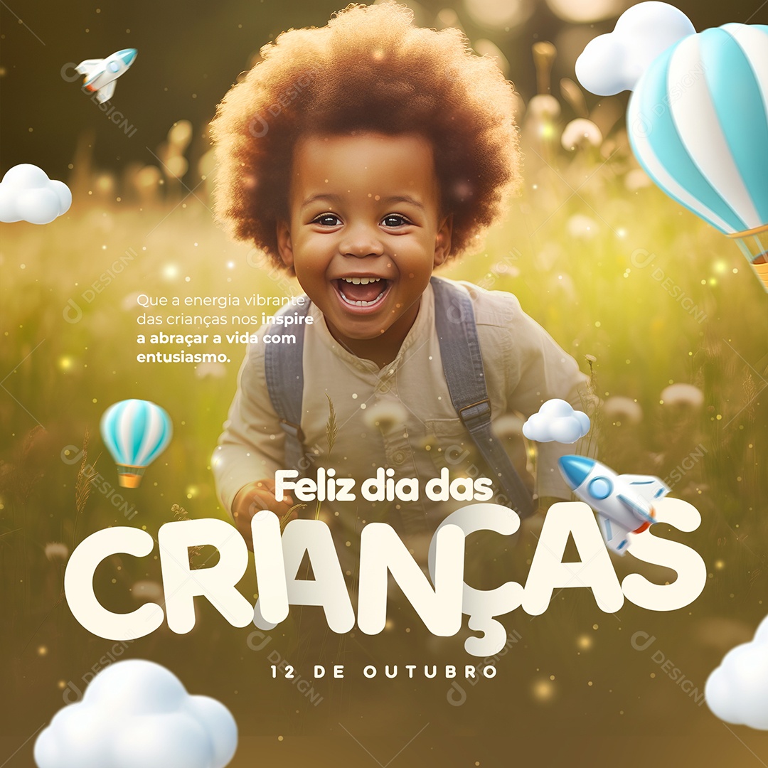 Energia Vibrante 12 De Outubro Dia Das Crianças Social Media PSD Editável