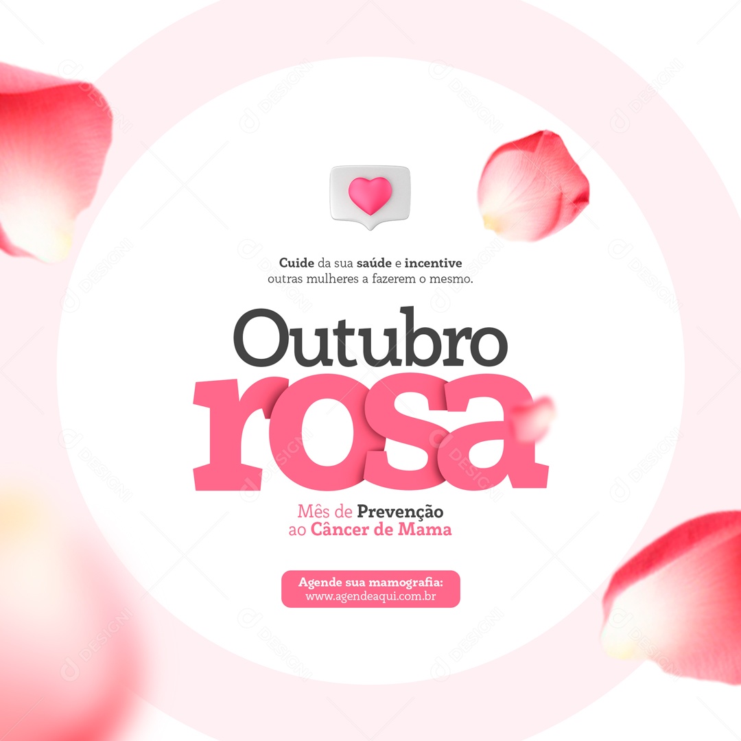 Cuide Da Sua Saúde Outubro Rosa Social Media PSD Editável