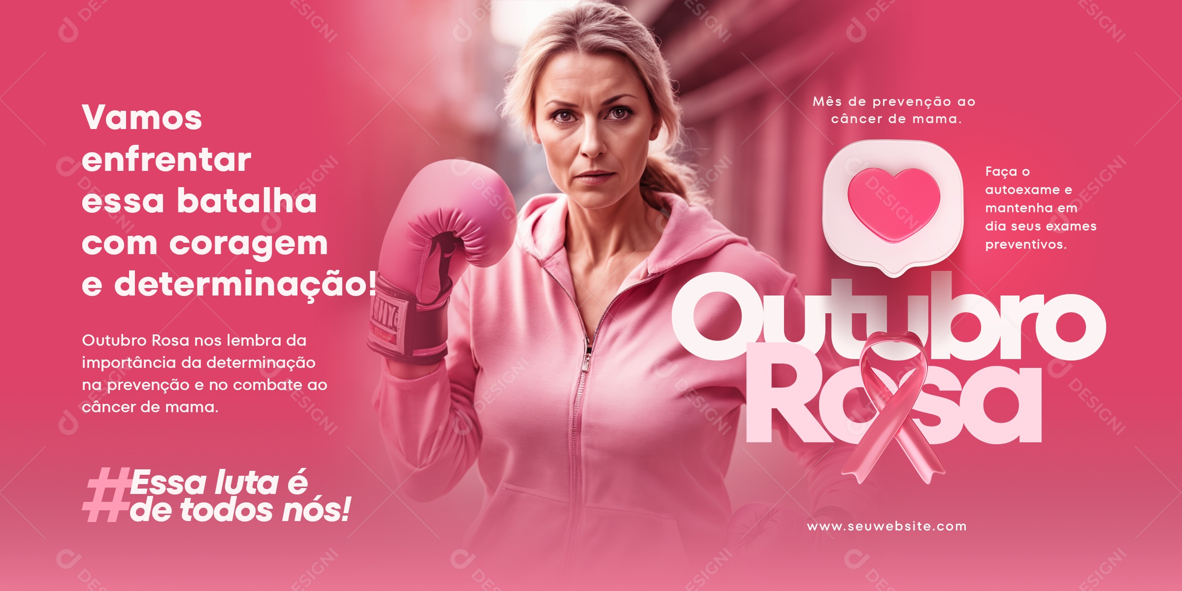 Social Media Banner Outubro Rosa Mês De Prevenção PSD Editável