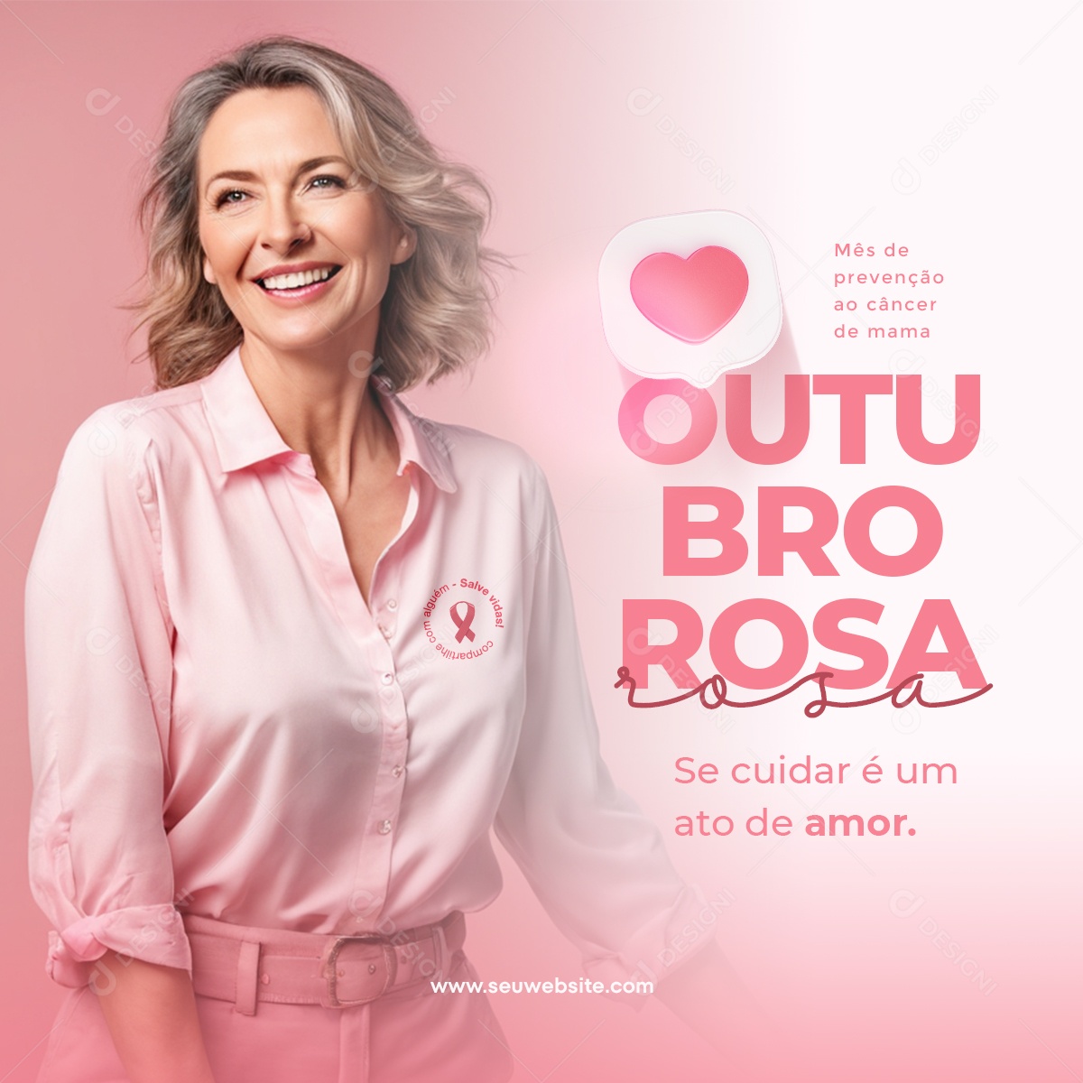 Social Media Feed Outubro Rosa Câncer De Mama PSD Editável