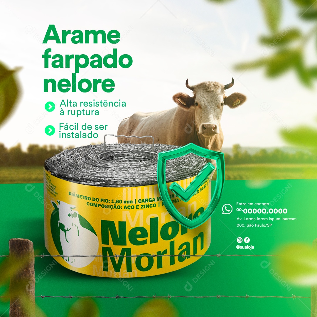 Agronegócio Arame Farpado Nelore Social Media PSD Editável