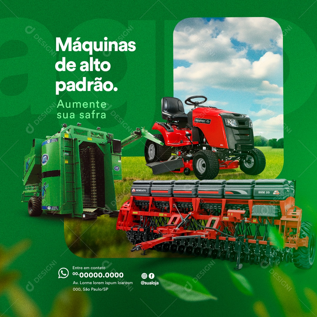 Agronegócio Máquinas de Alto Padrão Aumente sua Safra Social Media PSD Editável