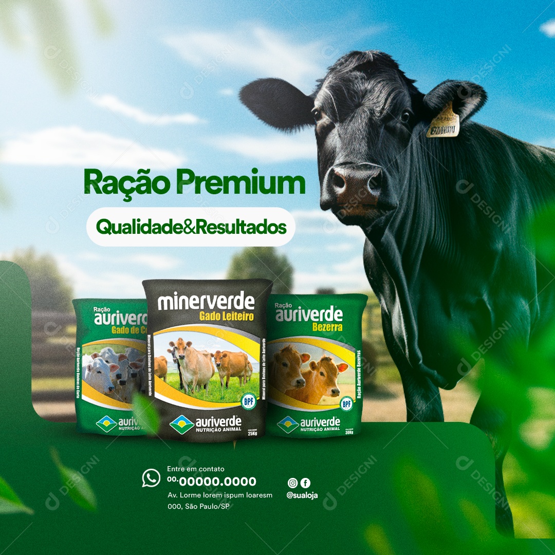 Agronegócio Ração Premium Qualidade & Resultados Social Media PSD Editável