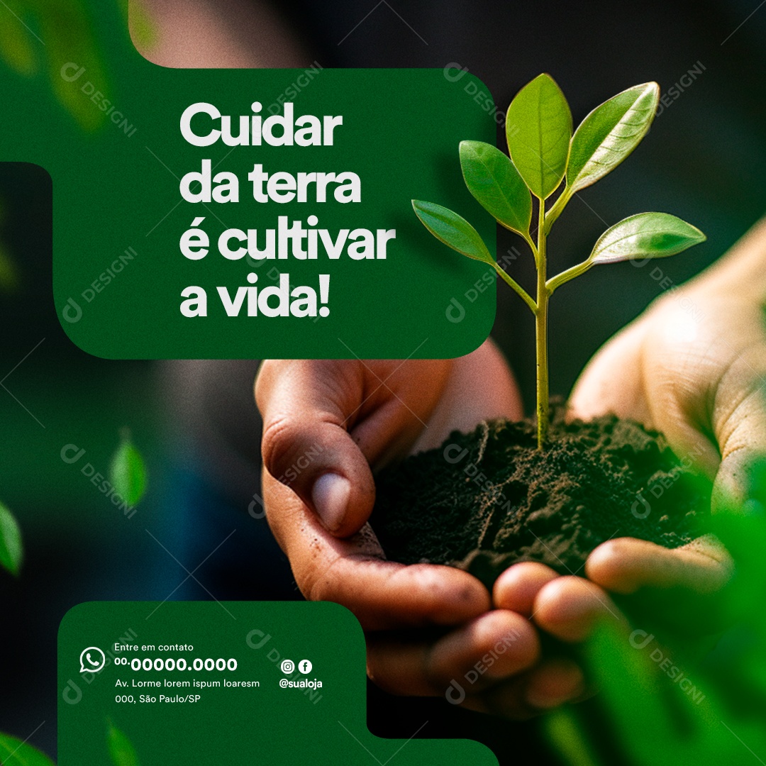 Agronegócio Cuidar da Terra é Cultivar a Vida Social Media PSD Editável