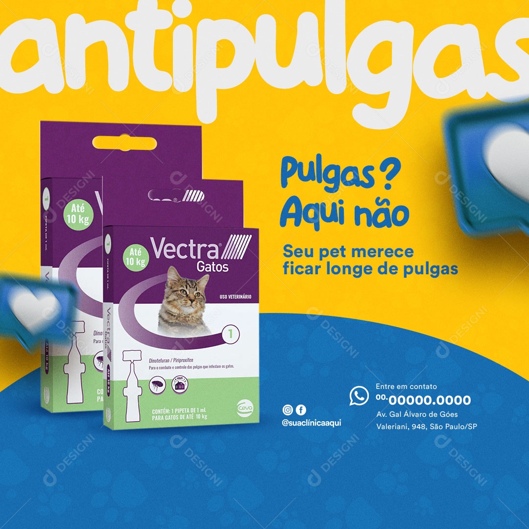 Pet Shop Pulgas Aqui não Antipulgas Seu Pet Merece Ficar Longe de Pulgas Social Media PSD Editável