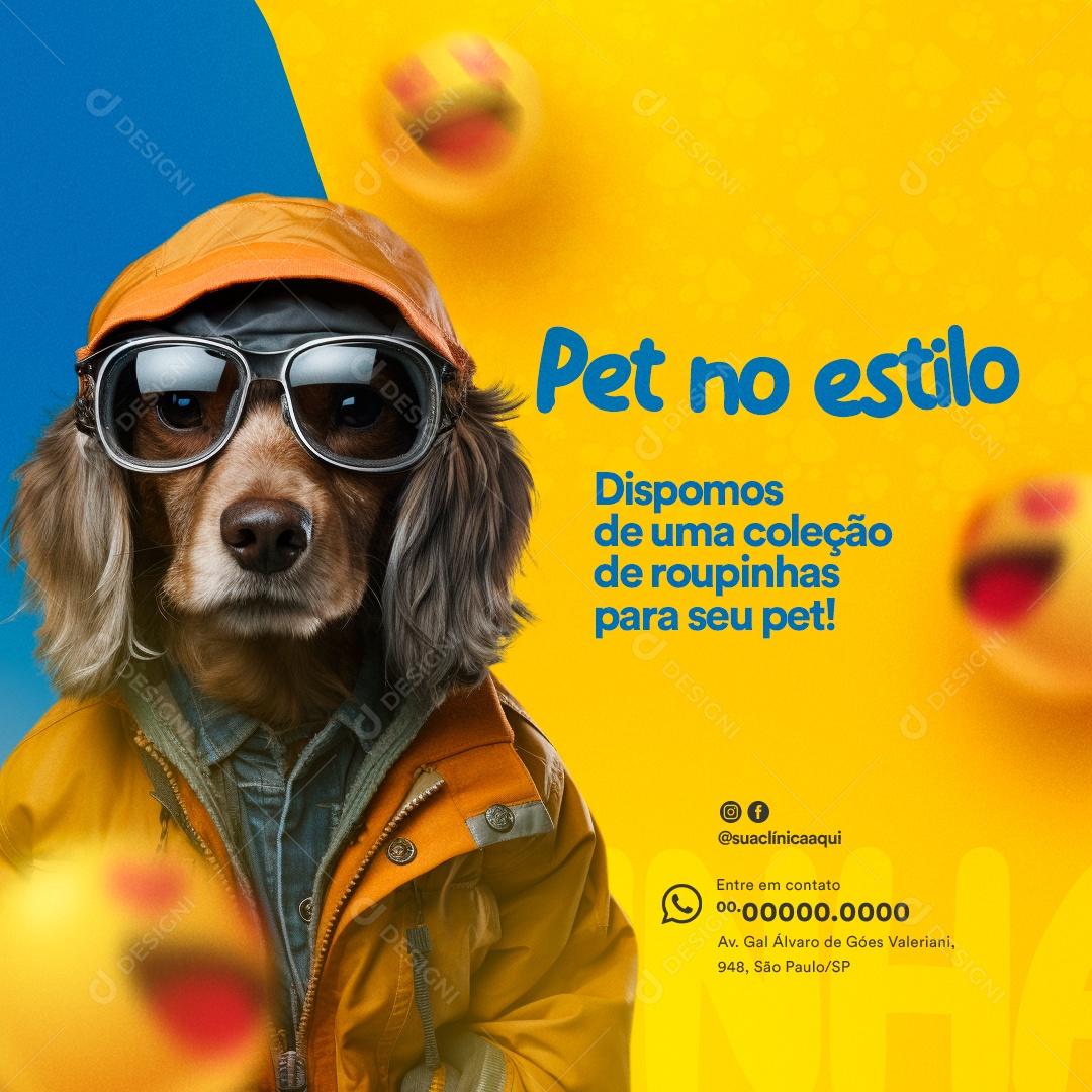 Pet Shop Pet no Estilo Dispomos de uma Coleção de Roupinhas para seu Pet Social Media PSD Editável