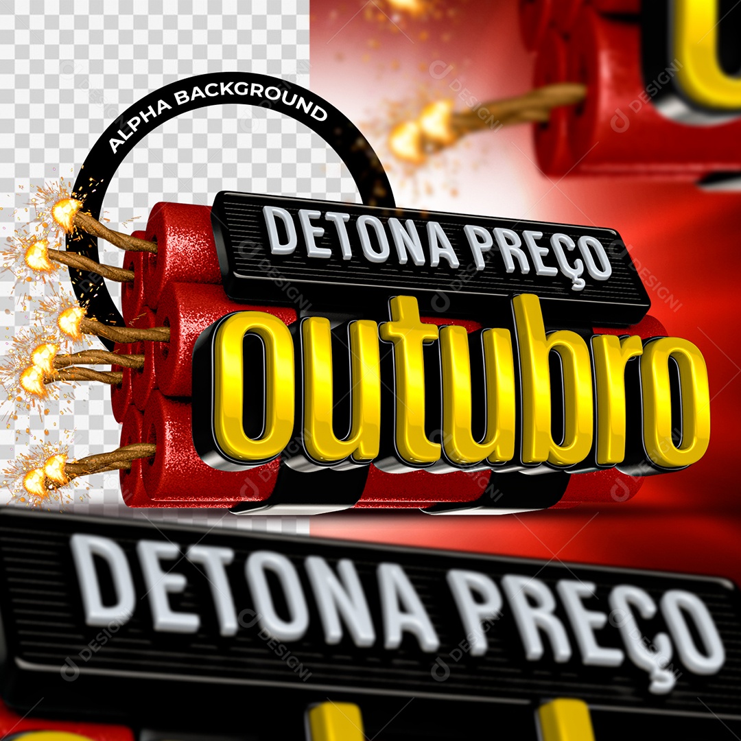 Selo 3D Detona Preço Outubro para Composição PSD