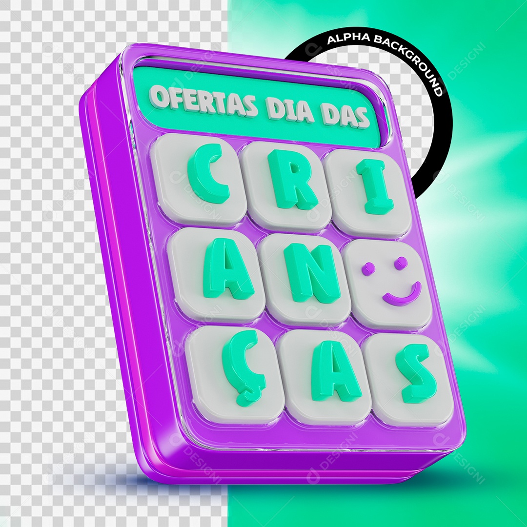 Ofertas Dia das Crianças Selo 3D para Composição PSD