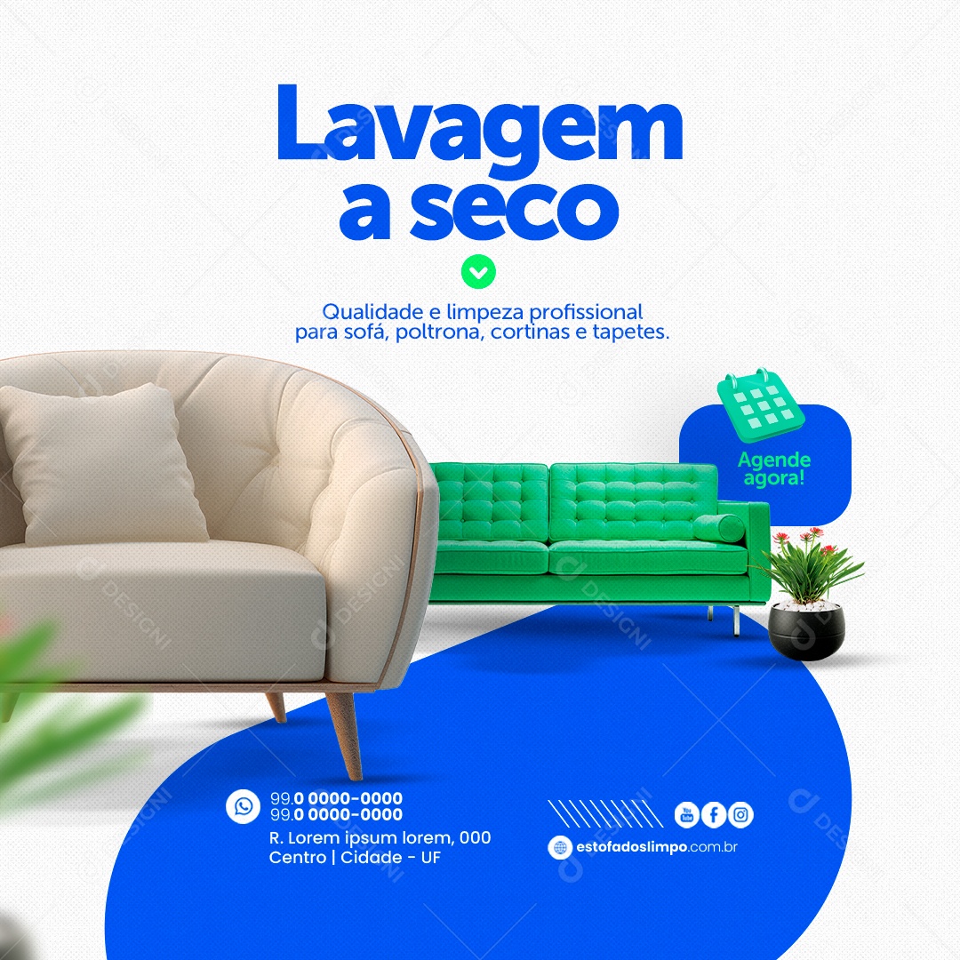 Lavagem a Seco Qualidade e Limpeza Profissional Social Media PSD Editável