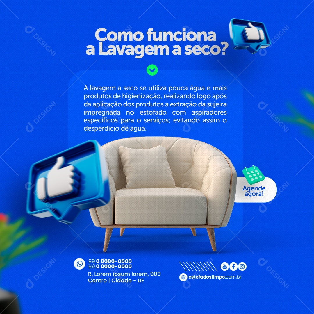 Como Funciona a Lavagem a Seco Social Media PSD Editável