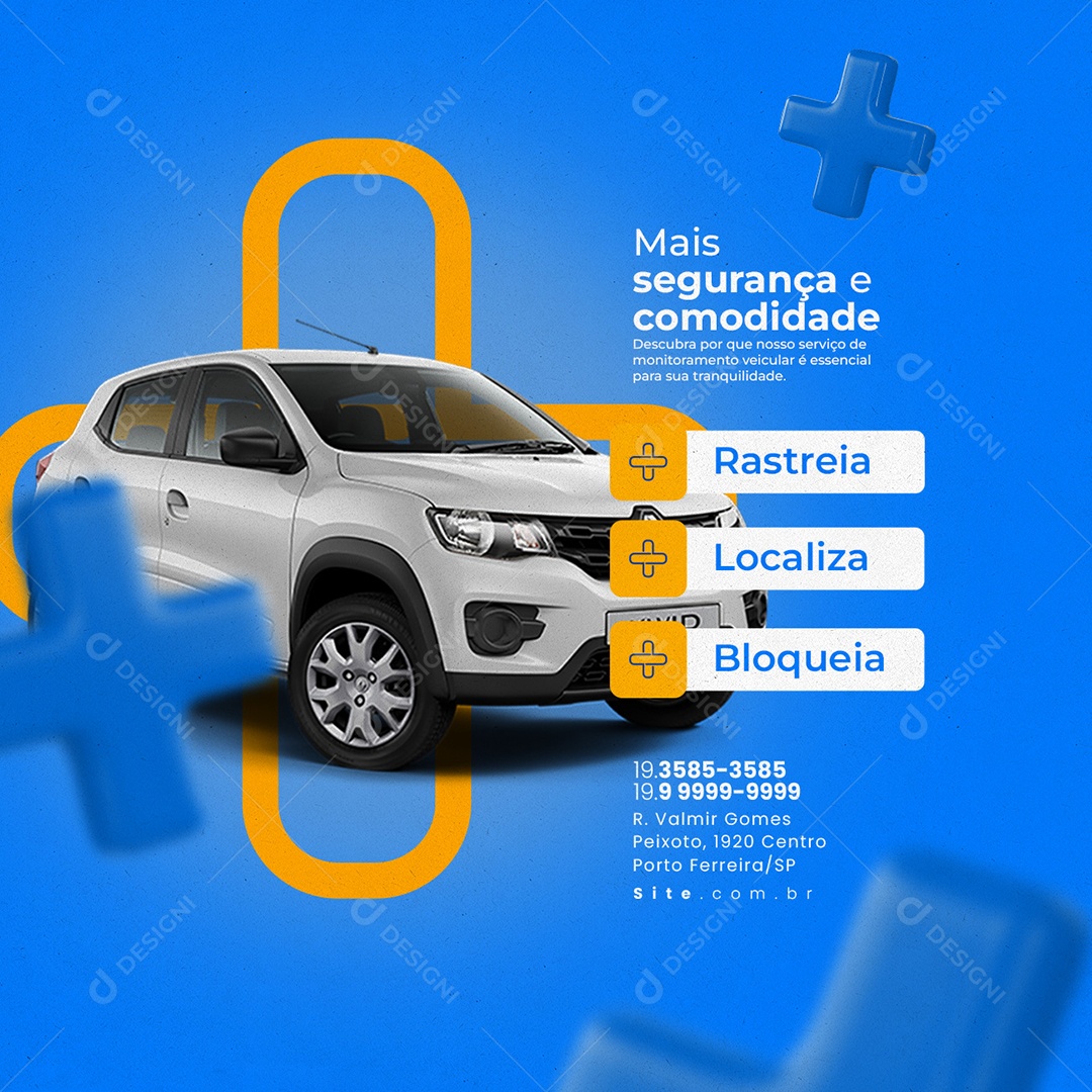 Rastreamento Veicular Mais Segurança e Comodidade Social Media PSD Editável