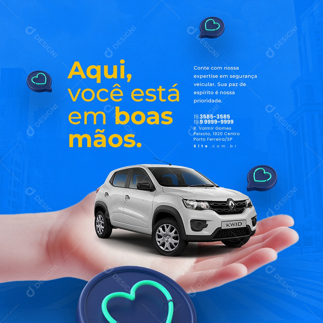 Rastreamento Veicular Aqui Você Está em Boas Mãos Social Media PSD Editável