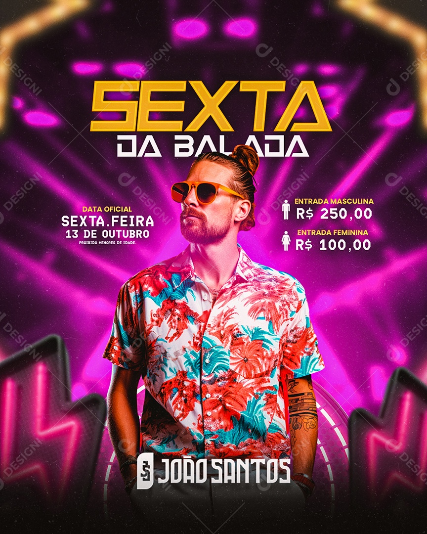 Flyer Sexta da Balada João Santos Social Media PSD Editável