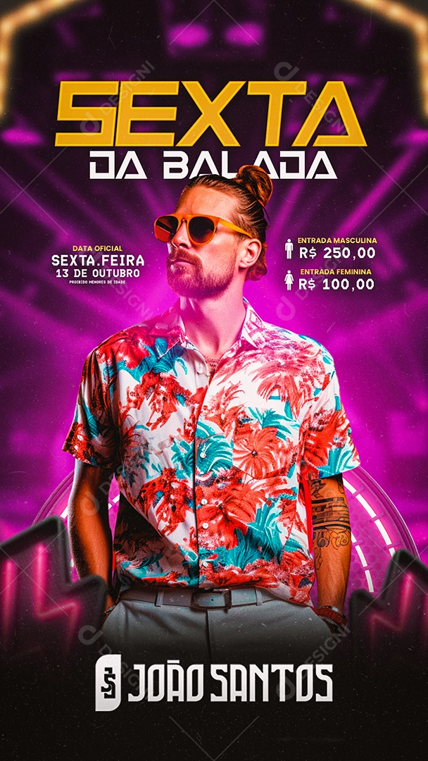 Story Flyer Sexta da Balada João Santos Social Media PSD Editável