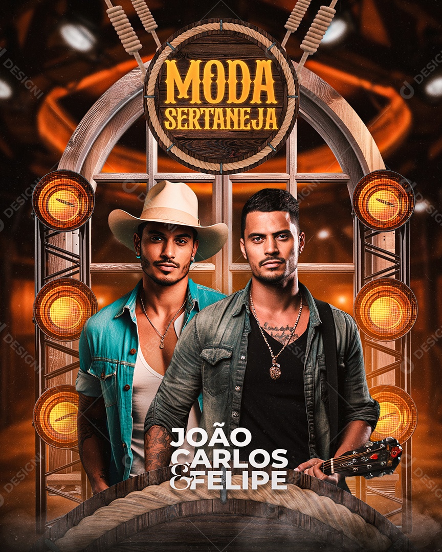 Flyer Moda Sertaneja João Carlos & Felipe Social Media PSD Editável