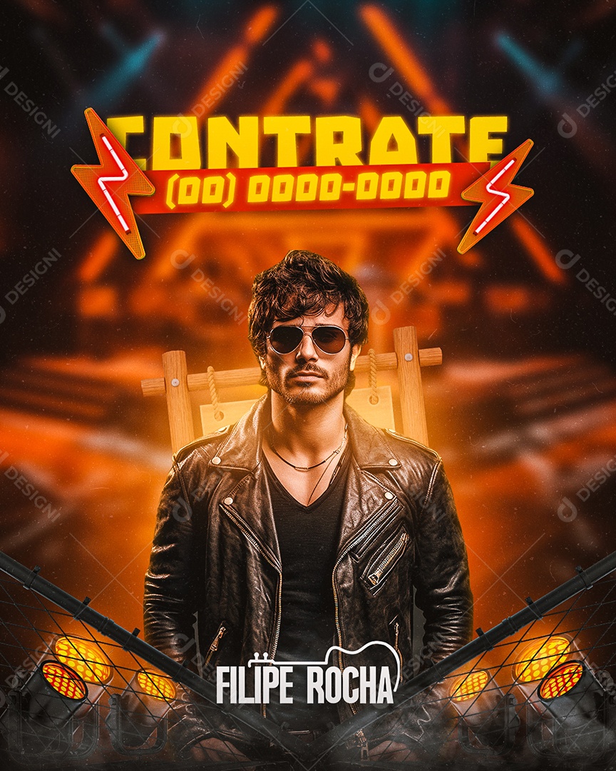 Flyer Contrate Filipe Rocha Social Media PSD Editável