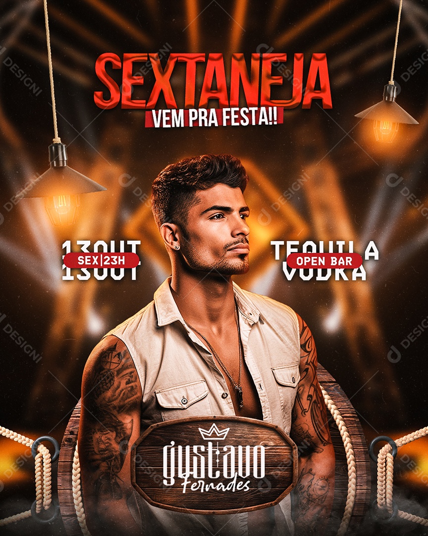 Flyer Sextaneja Vem Pra Festa Gustavo Fernades Social Media PSD Editável