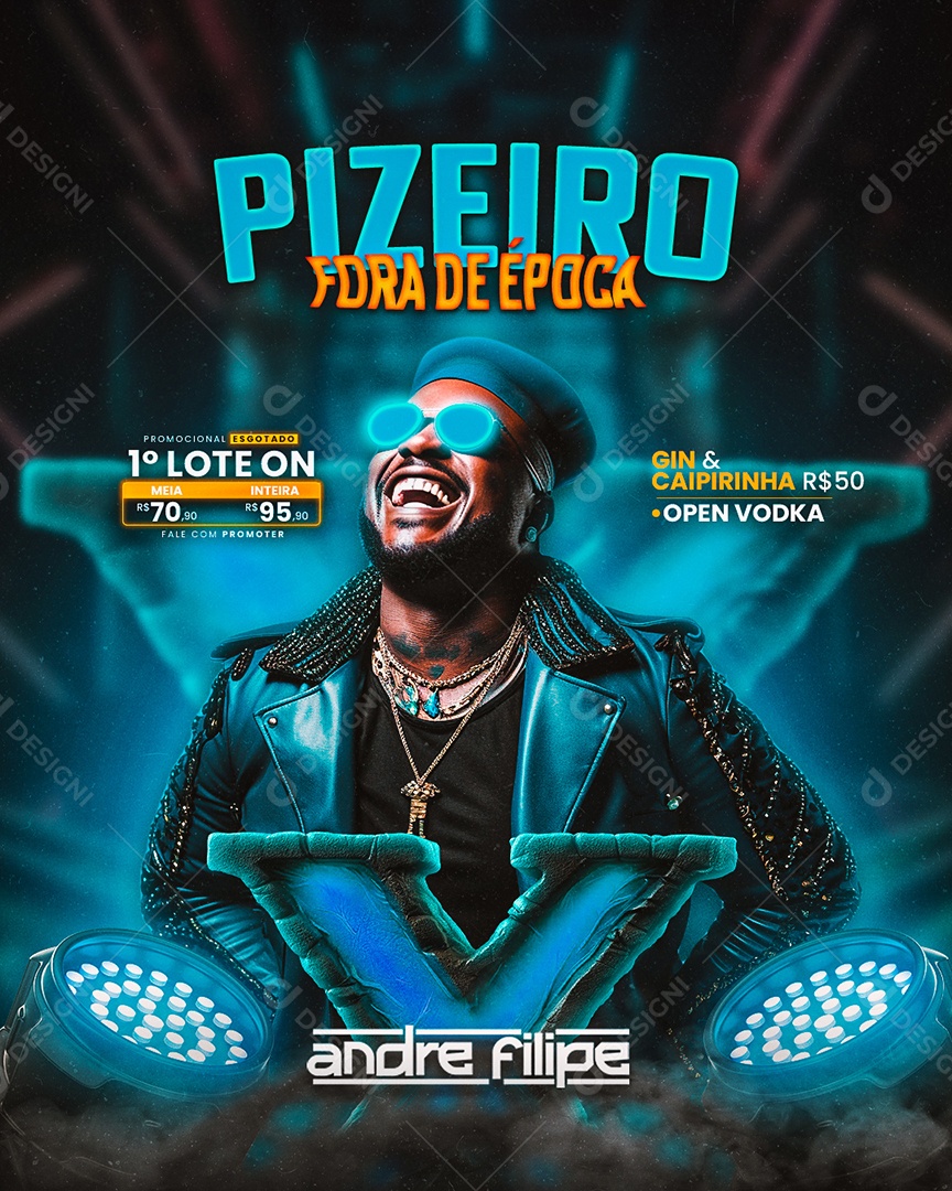 Flyer Pizeiro Fora de Época Andre Filipe Social Media PSD Editável