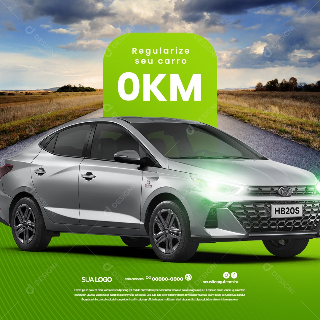 Despachante Regularize seu Carro 0 KM Social Media PSD Editável