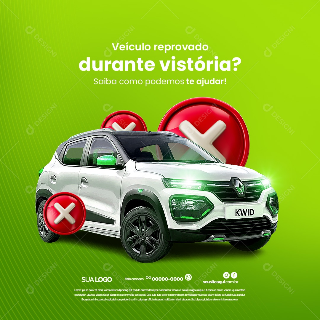 Despachante Veículo Reprovado Durante Vistória Social Media PSD Editável