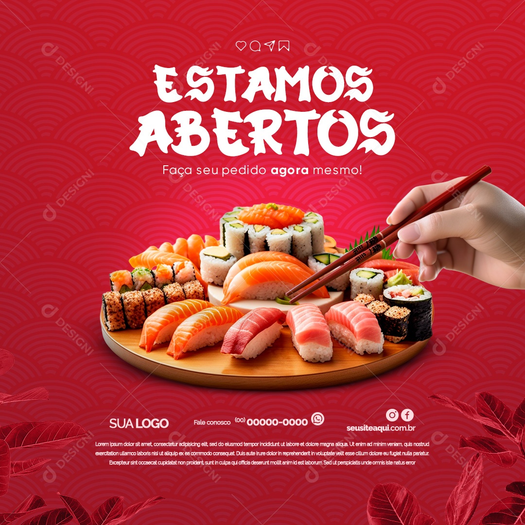 Japanese Food We're Open Order Now Social Media Editable PSD