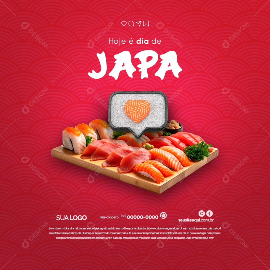 Comida Japonesa Hoje é Dia de Japa Social Media PSD Editável