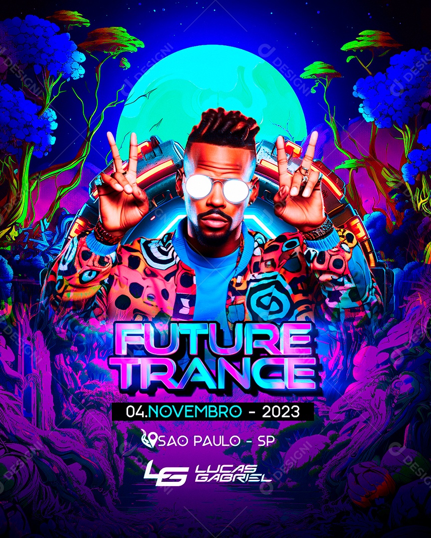 Flyer Future Trance Lucas Gabriel Social Media PSD Editável