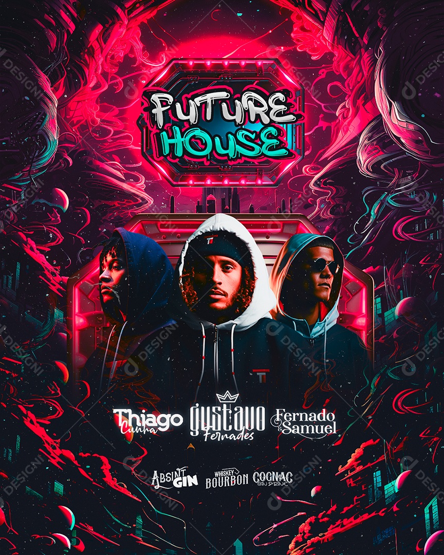 Flyer Future House Thiago Cunha Gustavo Fernades Fernado & Samuel Social Media PSD Editável