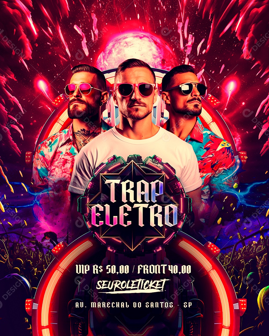 Flyer Trap Eletro Social Media PSD Editável