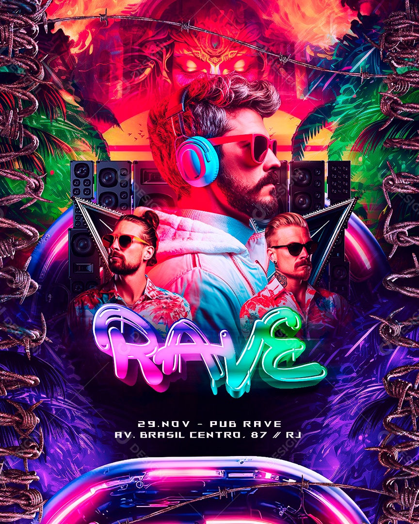 Flyer Rave Social Media PSD Editável