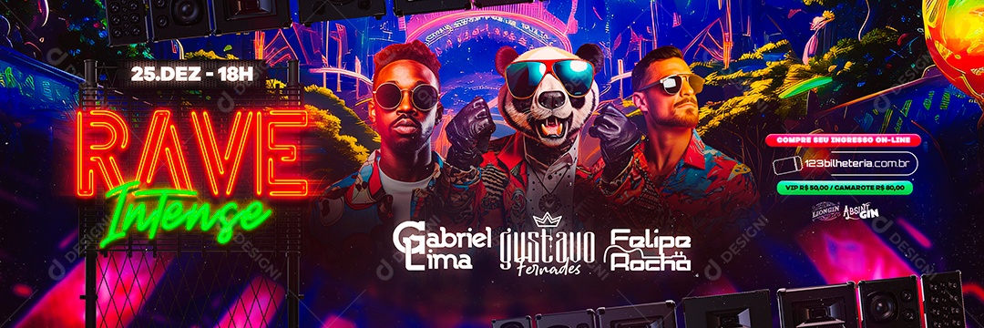 Carrossel Flyer Rave Intenso Gabriel Lima Gustavo Fernades Felipe Rocha Social Media PSD Editável