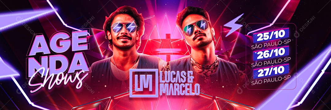 Carrossel Flyer Agenda Shows Lucas & Marcelo Social Media PSD Editável