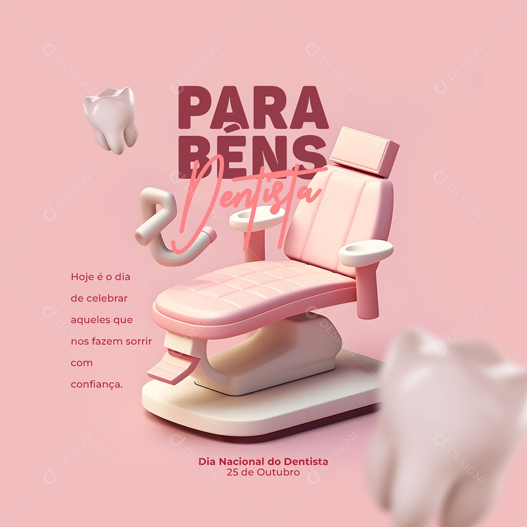 Dia Nacional do Dentista Parabéns 25 de Outubro Social Media PSD Editável