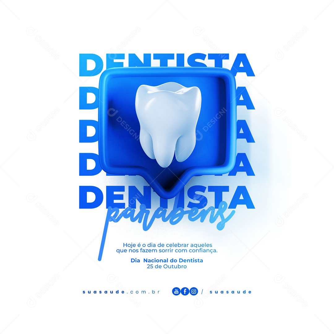 Dia Nacional do Dentista 25 de Outubro Social Media PSD Editável