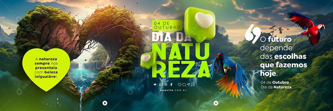 Carrossel Dia Da Natureza 04 de Outubro Social Media PSD Editável