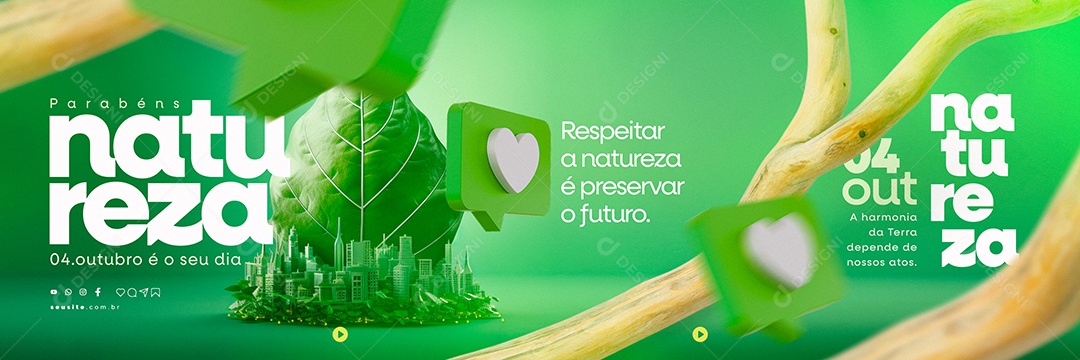 Carrossel Dia Da Natureza Respeitar a Natureza é Preservar o Futuro Social Media PSD Editável