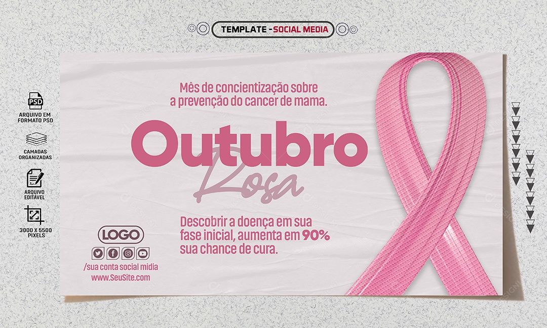 Social Media Banner Outubro Rosa Mês De Concientização PSD Editável
