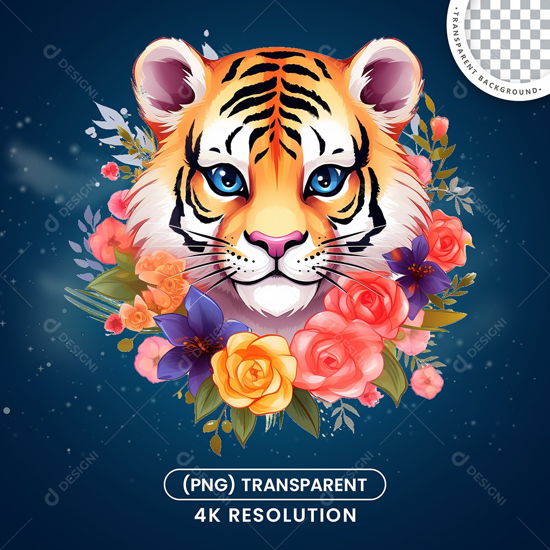Um Tigre Com Olhos Azul Elemento PSD